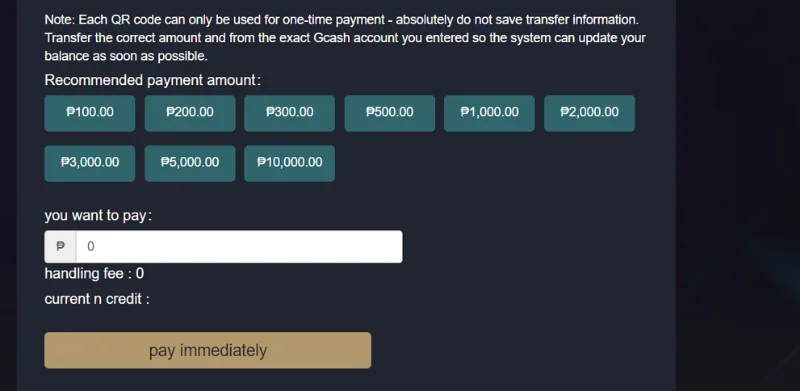 Amount the money want deposit